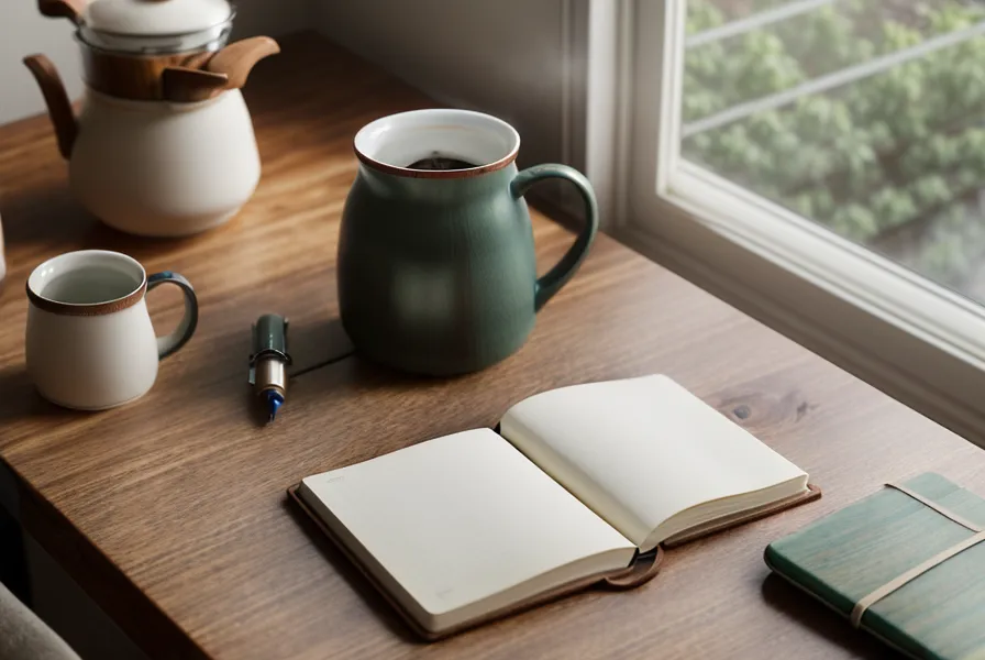 Carnet de suivi et café sur la table de la cuisine, un rituel pour suivre l'autoconsommation solaire au fil des saisons