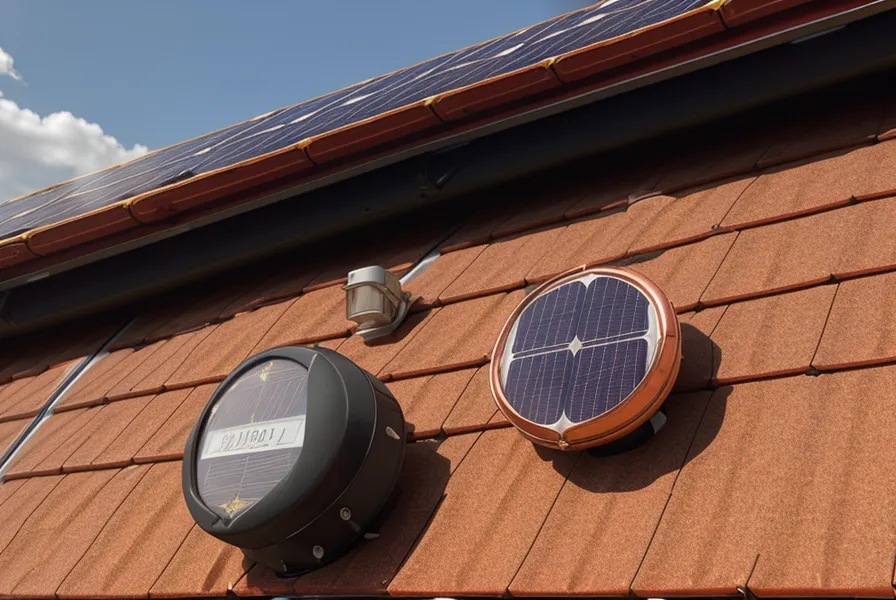 Toiture en tuiles rouges sous une forte chaleur, illustrant la baisse de rendement photovoltaïque en canicule dans le Tarn