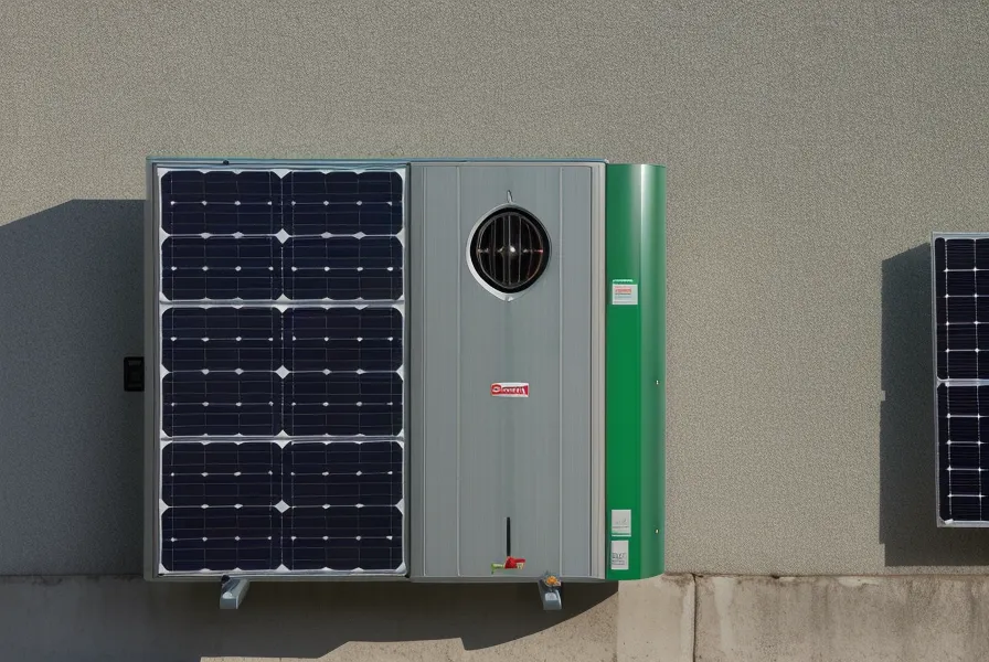 Un onduleur solaire installé sur le mur d'un garage familial