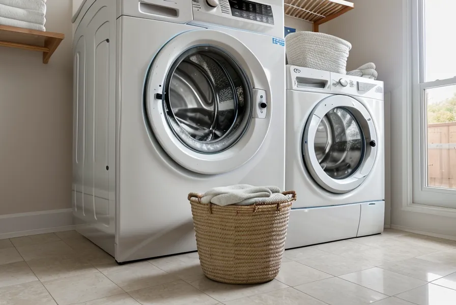 Une main réglant une machine à laver pendant une éclaircie hivernale