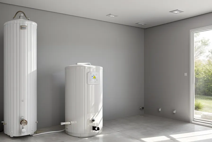 Chauffe-eau électrique blanc dans une buanderie ensoleillée, pensé pour les économies d'énergie solaire