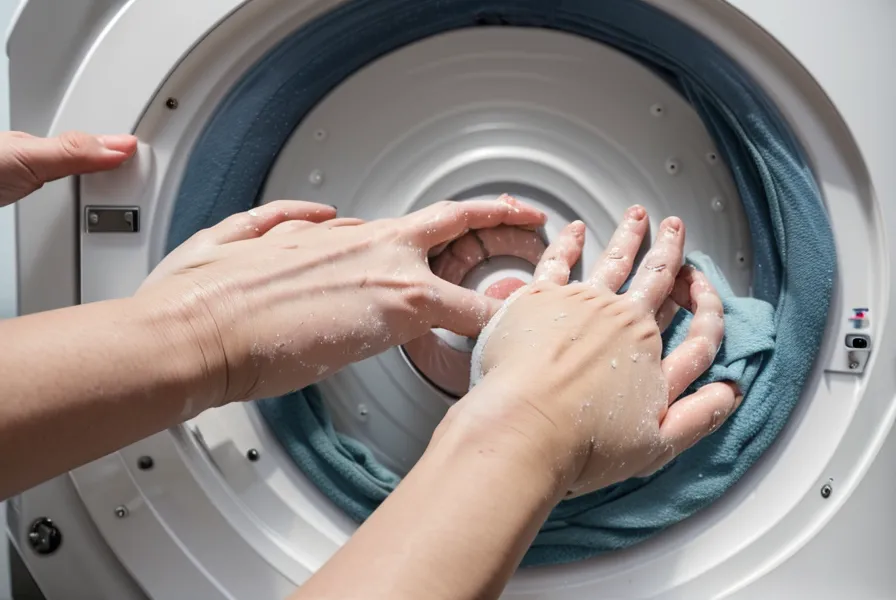 Main qui lance le lave-linge pendant une éclaircie, réflexe du quotidien en autoconsommation solaire à Albi